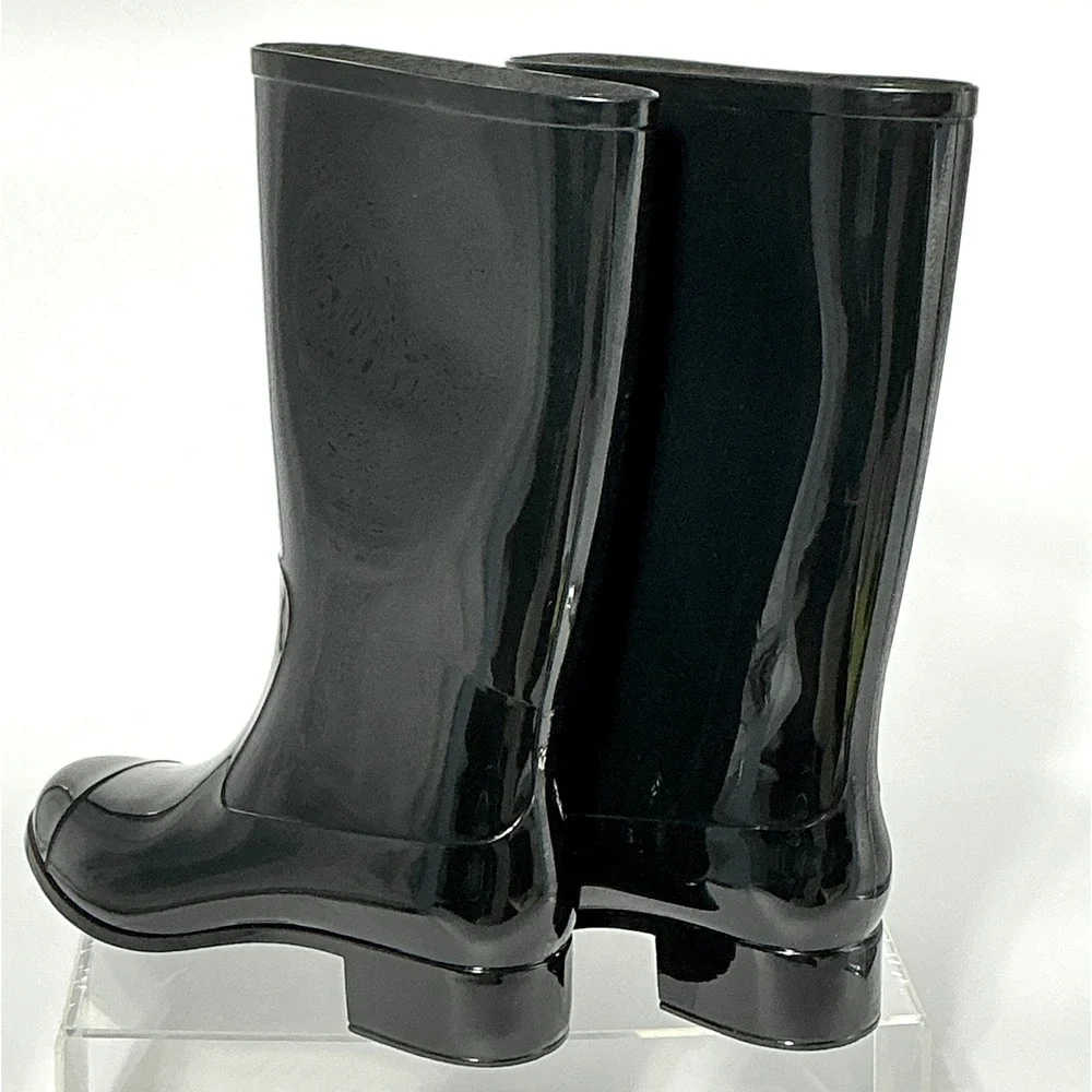 Jeffrey Campbell Size 9‎ Black Rain Boots NEW Low Heel Waterproof $90 Rainpour
